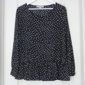 LOFT Black Top or Mini Dress with White Dots US Size Small